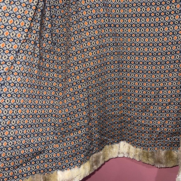 Faux Fur Beige Sz Medium Lining Pattern Vest Open Women's Mystree - Picture 3 of 7